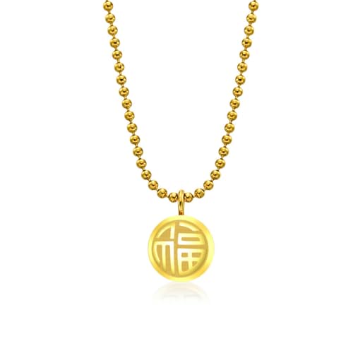 SYAVR Halskette aus Titanstahl mit 18 Karat Gold überzogen Doppelseitiges Glücksglück süßes Mädchen Schlüsselbeinkette mit Accessoires SYAVR Halskette aus Titanstahl mit 18 Karat Gold überzogen Doppelseitiges Glücksglück süßes Mädchen Schlüsselbeinkette mit Accessoires von SYAVR