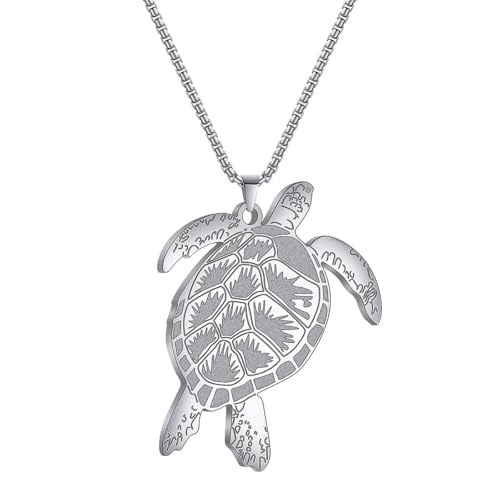 SYAVR Herren Halskette, Edelstahl Niedliche Schildkröte Kreatives personalisiertes Tier Accessoire Anhänger von SYAVR