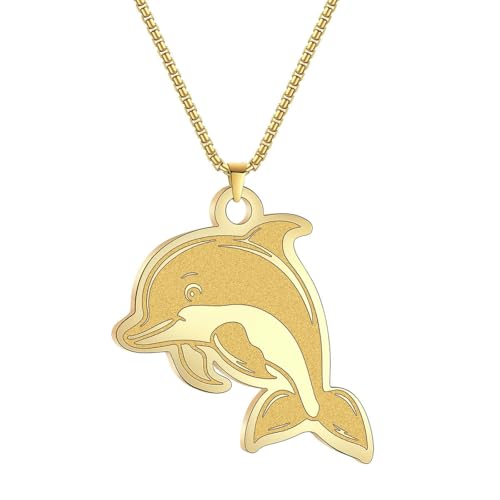 SYAVR Herren Halskette Edelstahl Niedlicher Delfin Tier Kreatives personalisiertes Accessoire Anhänger von SYAVR