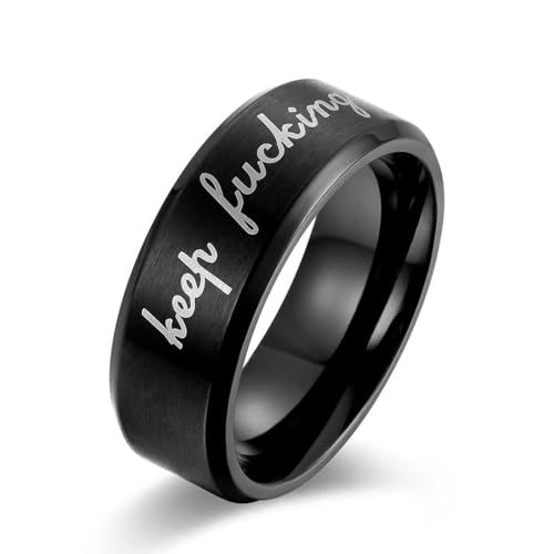 SYAVR Herrenring aus gebürstetem, mattem Finish mit plattiertem 18-karätigem Gold aus Titanstahl von SYAVR