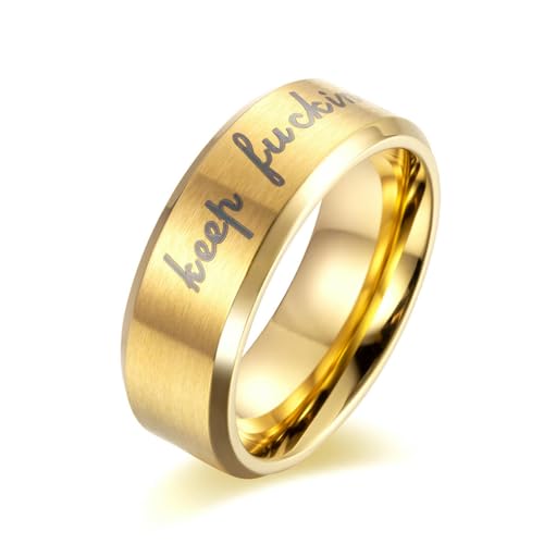 SYAVR Herrenring aus gebürstetem, mattem Finish mit plattiertem 18-karätigem Gold aus Titanstahl SYAVR Herrenring aus gebürstetem, mattem Finish mit plattiertem 18-karätigem Gold aus Titanstahl von SYAVR