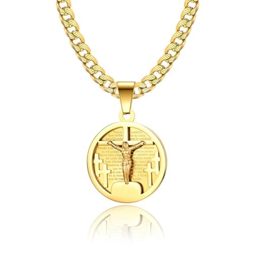 SYAVR Hip Hop Übertriebene Kreuz Runde Kubanische Halskette Überzogen mit 18 Karat Gold Personalisierter Trendanhänger von SYAVR