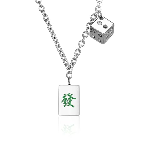 SYAVR Mahjong Würfel, Titanstahl Neutrale Halsketten für Männer und Frauen, Nischenoutfits, Anhänger, Accessoires SYAVR Mahjong Würfel, Titanstahl Neutrale Halsketten für Männer und Frauen, Nischenoutfits, Anhänger, Accessoires von SYAVR