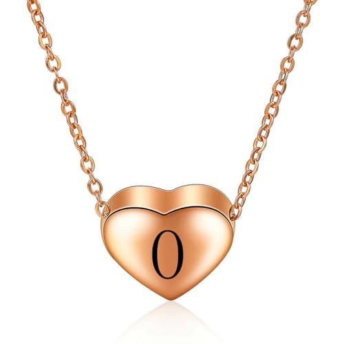 SYAVR Minimalistisch gestaltete herzförmige Halskette aus Titanstahl aus Edelstahl aus Roségold mit 26 englischen Buchstaben SYAVR Minimalistisch gestaltete herzförmige Halskette aus Titanstahl aus Edelstahl aus Roségold mit 26 englischen Buchstaben von SYAVR