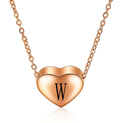 SYAVR Minimalistisch gestaltete herzförmige Halskette aus Titanstahl aus Edelstahl aus Roségold mit 26 englischen Buchstaben SYAVR Minimalistisch gestaltete herzförmige Halskette aus Titanstahl aus Edelstahl aus Roségold mit 26 englischen Buchstaben von SYAVR