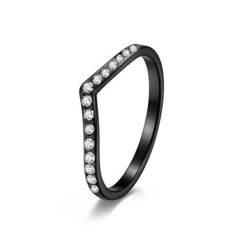 SYAVR Minimalistisch gestalteter pfirsichfarbener Herz-Diamant-besetzter Titanstahlring, stapelbarer Damen-Edelstahl-Schwanzring, Handschmuck von SYAVR