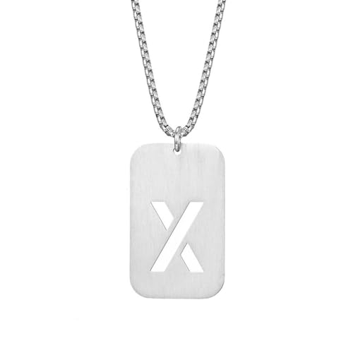 SYAVR Minimalistischer Nachname Name Englischer Buchstabe Hohle Militär Marke Halskette Herren Anhänger Minimalistischer Paarstil von SYAVR