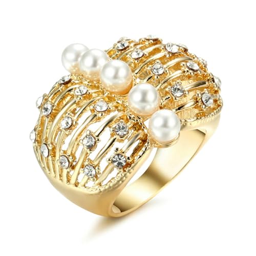 SYAVR Mode Kristall Perle Intarsien Ring Für Damen Party Ringe SYAVR Mode Kristall Perle Intarsien Ring Für Damen Party Ringe von SYAVR