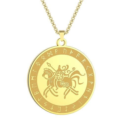 SYAVR Mode Nordic Odin Wikinger Rune Pferd Halskette Edelstahl Anhänger Herren Schmuck Geschenk von SYAVR