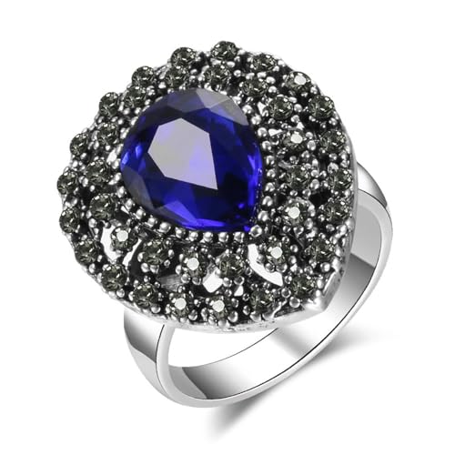 SYAVR Modischer Retro Kristall Ring Damen Schmuck Intarsien mit einzigartigem Design Herzförmiger Ring von SYAVR