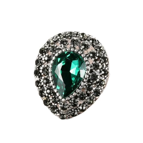 SYAVR Modischer Retro Kristall Ring Damen Schmuck Intarsien mit einzigartigem Design Herzförmiger Ring von SYAVR