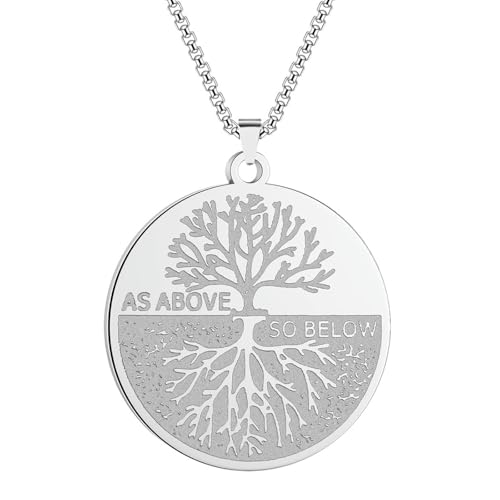 SYAVR Nordischer Wikinger Reflexion Baum des Lebens Halskette Anhänger Edelstahl männlich und weiblich Geschenk von SYAVR