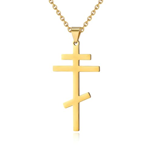 SYAVR Orthodoxe Edelstahl-Kreuz-Halskette für Männer und Frauen, einfache Retro-Silber-Glanz-Titan-Stahl-Kreuz-Anhänger SYAVR Orthodoxe Edelstahl-Kreuz-Halskette für Männer und Frauen, einfache Retro-Silber-Glanz-Titan-Stahl-Kreuz-Anhänger von SYAVR