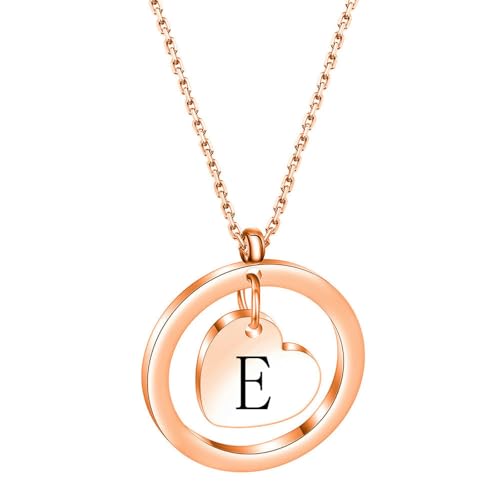 SYAVR Personalisierte, einfache, modische, geometrische, runde, 26 Anfangsbuchstaben ausgehöhlt, glatte, herzförmige Halskette aus Roségold SYAVR Personalisierte, einfache, modische, geometrische, runde, 26 Anfangsbuchstaben ausgehöhlt, glatte, herzförmige Halskette aus Roségold von SYAVR