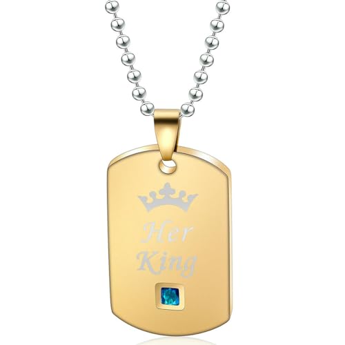 SYAVR Personalisierte Militärplakette graviert ihren König Königin Krone Paar Edelstahl Halskette SYAVR Personalisierte Militärplakette graviert ihren König Königin Krone Paar Edelstahl Halskette von SYAVR
