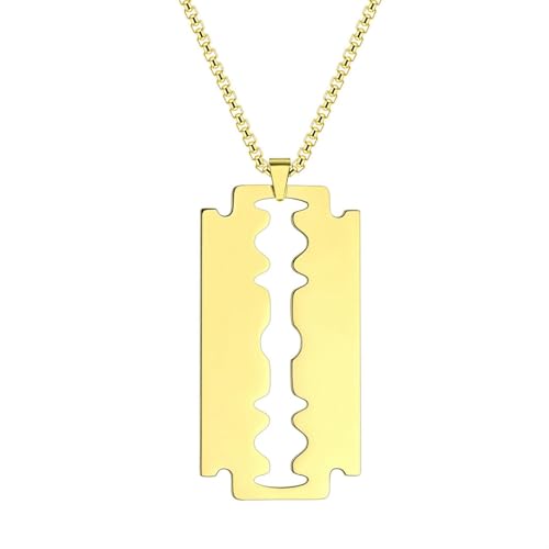 SYAVR Safe Blade Razor Anhänger Halskette Herren Edelstahl Punk Schmuck Hip-Hop Zubehör von SYAVR