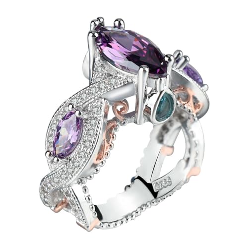 SYAVR Schmuck Handgemachte Zirkon Ringe Amethyst Prinzessin Ringe Damen Party Accessoires SYAVR Schmuck Handgemachte Zirkon Ringe Amethyst Prinzessin Ringe Damen Party Accessoires von SYAVR