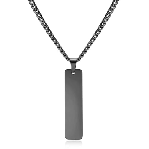 SYAVR Titanstahl Herren und Damen Halskette mit glattem Streifenanhänger und lasergraviertem Logo Edelstahl-Halskette SYAVR Titanstahl Herren und Damen Halskette mit glattem Streifenanhänger und lasergraviertem Logo Edelstahl-Halskette von SYAVR