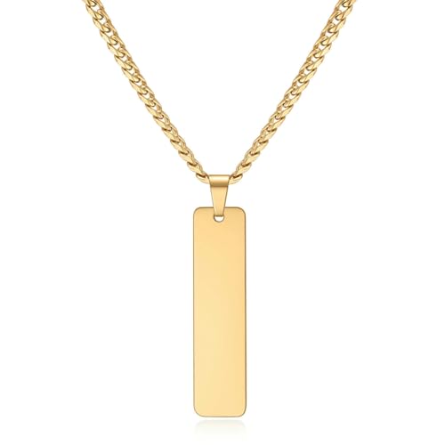 SYAVR Titanstahl Herren und Damen Halskette mit glattem Streifenanhänger und lasergraviertem Logo Edelstahl-Halskette SYAVR Titanstahl Herren und Damen Halskette mit glattem Streifenanhänger und lasergraviertem Logo Edelstahl-Halskette von SYAVR