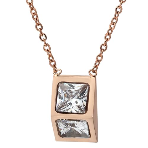 SYAVR Titanstahl Persönlichkeit Einfache Damenkette aus 18 Karat Roségold mit Intarsien aus Zirkonium Modische dreidimensionale dreieckige Schlüsselbeinkette Vielseitig einsetzbar SYAVR Titanstahl Persönlichkeit Einfache Damenkette aus 18 Karat Roségold mit Intarsien aus Zirkonium Modische dreidimensionale dreieckige Schlüsselbeinkette Vielseitig einsetzbar von SYAVR