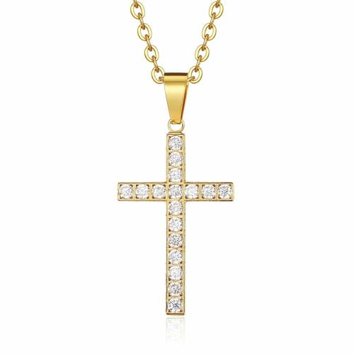 SYAVR Titanstahl eingelegt mit Diamantkreuz-Halskette, einfacher und Unisex-Stil, geeignet für Männer und Frauen, personalisierte Accessoires SYAVR Titanstahl eingelegt mit Diamantkreuz-Halskette, einfacher und Unisex-Stil, geeignet für Männer und Frauen, personalisierte Accessoires von SYAVR