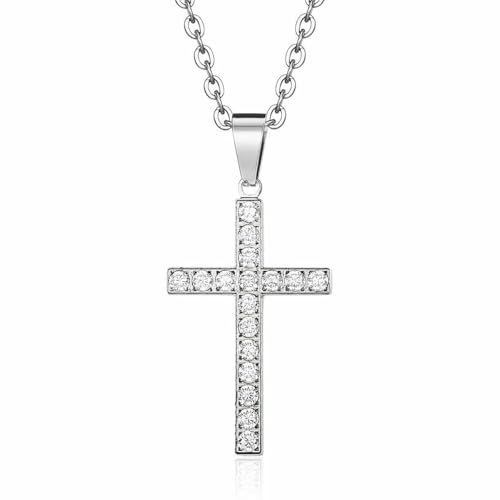 SYAVR Titanstahl eingelegt mit Diamantkreuz-Halskette, einfacher und Unisex-Stil, geeignet für Männer und Frauen, personalisierte Accessoires SYAVR Titanstahl eingelegt mit Diamantkreuz-Halskette, einfacher und Unisex-Stil, geeignet für Männer und Frauen, personalisierte Accessoires von SYAVR