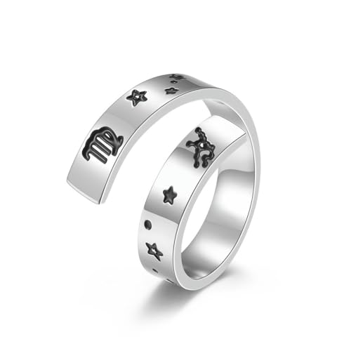 SYAVR Verstellbarer Ring aus Titanstahl und Edelstahlarmband mit zwölf Sternzeichen, die sich öffnen SYAVR Verstellbarer Ring aus Titanstahl und Edelstahlarmband mit zwölf Sternzeichen, die sich öffnen von SYAVR