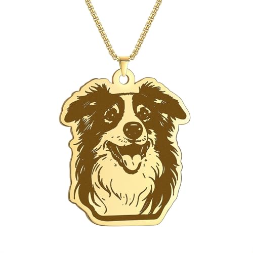 SYAVR Welpe Australian Shepherd Anhänger für Männer und Frauen Cartoon Schmuck Haustier Enthusiasten Tier Halskette von SYAVR
