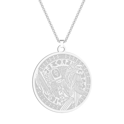 SYAVR Wikinger Krähe Anhänger Halskette Herren Krieger Medaille Geschenk Schmuck von SYAVR