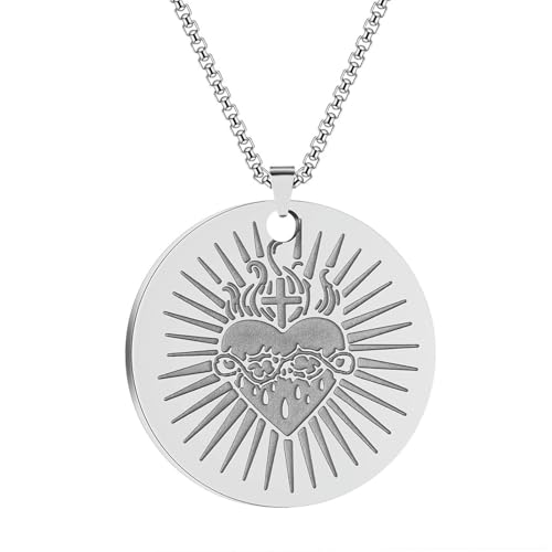 Sacred Heart Kreuz Anhänger Halskette Damen Edelstahl Liebe Schmuck Krankenschwester Geschenk von SYAVR