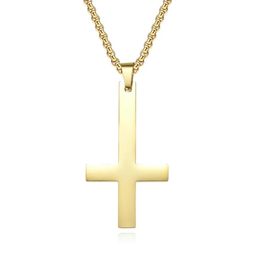 Schmuck Edelstahl Umgekehrtes Kreuz Halskette, St. Peter Papst Titan Stahl Kreuz Anhänger Schmuck Edelstahl Umgekehrtes Kreuz Halskette, St. Peter Papst Titan Stahl Kreuz Anhänger von SYAVR