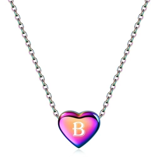 Stainless Steel Peach Heart Letter Pendant Love Color 26 Letter Girl Fashion Necklace Stainless Steel Peach Heart Letter Pendant Love Color 26 Letter Girl Fashion Necklace von SYAVR