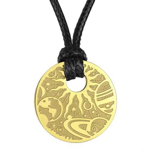 Sun Planet Runde Schwarze Halskette Geeignet für Frauen und Mädchen Retro Schmuck Anhänger von SYAVR