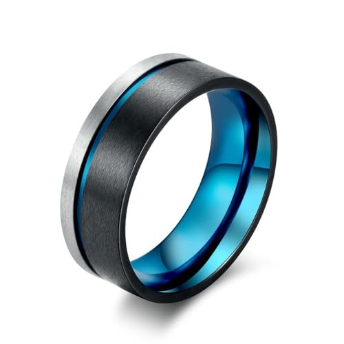 Titan Stahl Blau Schwarz Herren Edelstahl Ring Schmuck, Nische Persönlichkeit von SYAVR