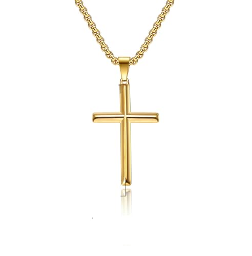 Titan Stahl Diamant Kreuz Halskette, Hip-Hop Herren und Damen Kreuz Anhänger Titan Stahl Diamant Kreuz Halskette, Hip-Hop Herren und Damen Kreuz Anhänger von SYAVR