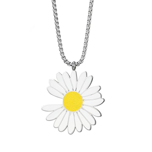 Titan Stahl Gänseblümchen Anhänger Sonnenblume Hip Hop Vielseitige Einfache Halskette von SYAVR