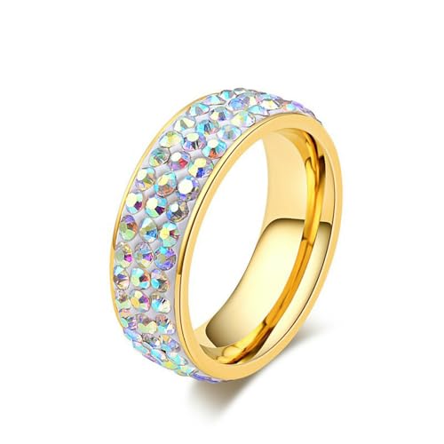 Titan Stahl Gold Diamant Damenring mit Vollkreis Diamanten, Damenring mit eingelegten Diamanten Titan Stahl Gold Diamant Damenring mit Vollkreis Diamanten, Damenring mit eingelegten Diamanten von SYAVR