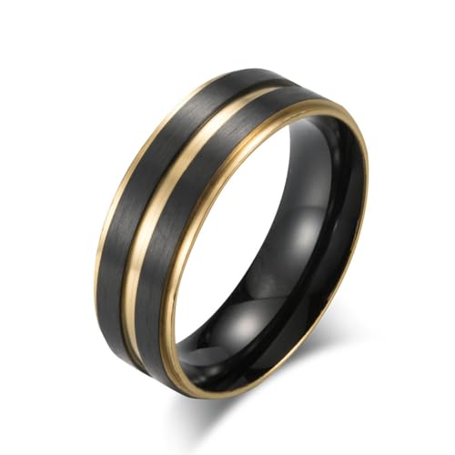 Titan Stahl Herren Zweifarbiger Ring Groove Schwarz Zimmer Sieben Farbe Ring Mode Trend Schmuck von SYAVR