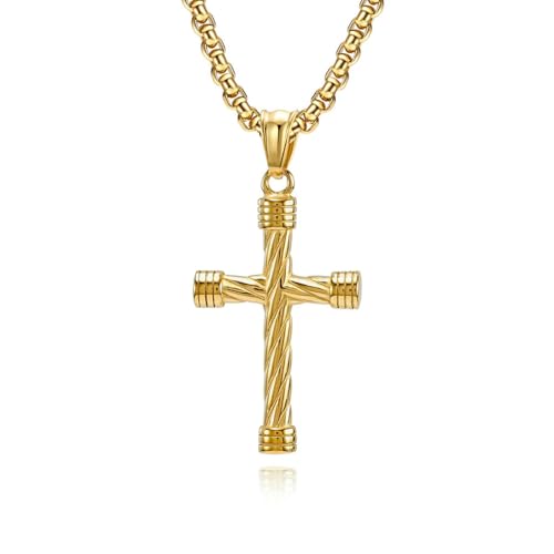 Twisted Titan Stahl Kreuz Halskette, Herren personalisiert Hip-Hop Punk Edelstahl Kreuz Anhänger Twisted Titan Stahl Kreuz Halskette, Herren personalisiert Hip-Hop Punk Edelstahl Kreuz Anhänger von SYAVR