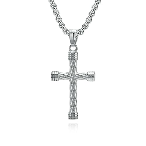 Twisted Titan Stahl Kreuz Halskette, Herren personalisiert Hip-Hop Punk Edelstahl Kreuz Anhänger von SYAVR