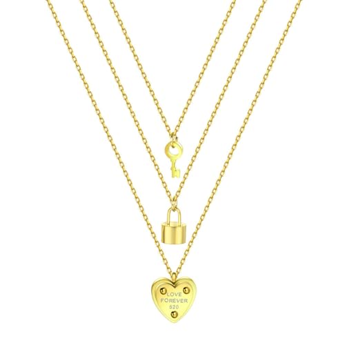 Valentinstag Geschenk Titan Stahl Love Lock Mehrschichtige Edelstahl Pullover Kette Halskette für Frauen Valentinstag Geschenk Titan Stahl Love Lock Mehrschichtige Edelstahl Pullover Kette Halskette für Frauen von SYAVR