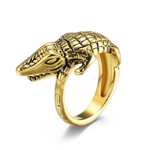 Vintage Edelstahl Herren Krokodil Ring Ring Simulation Krokodil Titan Stahl Schmuck von SYAVR