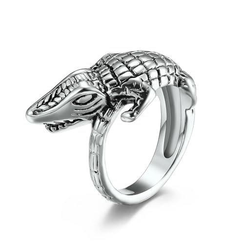 Vintage Edelstahl Herren Krokodil Ring Ring Simulation Krokodil Titan Stahl Schmuck von SYAVR