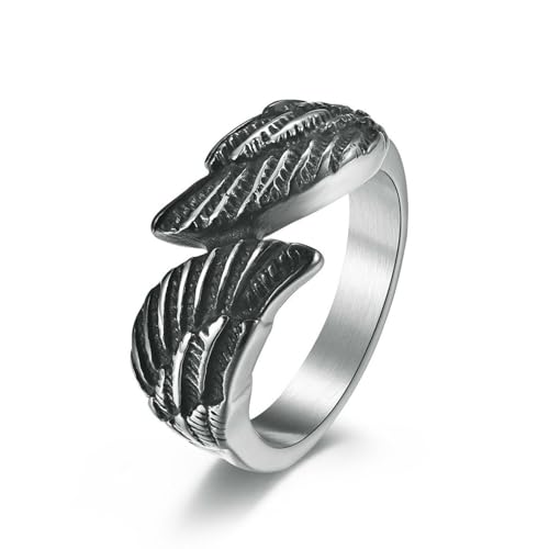 Vintage Flügel Schutzengel Flügel Herren und Damen Titan Stahl Ringe Ring Trendy Künstlerisch Handarbeit Vintage Flügel Schutzengel Flügel Herren und Damen Titan Stahl Ringe Ring Trendy Künstlerisch Handarbeit von SYAVR