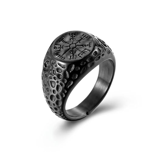 Vintage Nordic Viking Kompass Titan Stahl Ring Herren Symbol Handstück Vintage Nordic Viking Kompass Titan Stahl Ring Herren Symbol Handstück von SYAVR