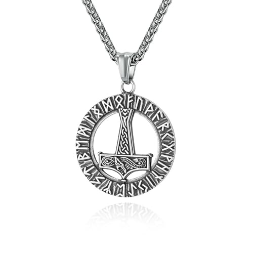 Vintage Nordic Viking Rune Edelstahl Halskette mit personalisiertem Textanhänger von SYAVR
