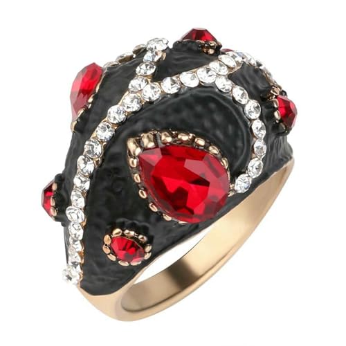 Vintage Schmuck Schwarzer Emaille Ring mit Edelstein Set Damen Gold Ring Vintage Schmuck Schwarzer Emaille Ring mit Edelstein Set Damen Gold Ring von SYAVR