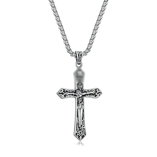 Vintage Titan Stahl Kreuz trendige Halskette, personalisierte und Nische Edelstahl Halskette, Kopfbedeckung Vintage Titan Stahl Kreuz trendige Halskette, personalisierte und Nische Edelstahl Halskette, Kopfbedeckung von SYAVR