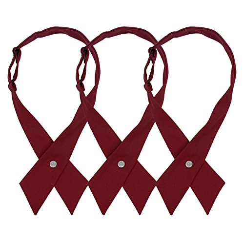 Damen/Herren Kreuz-Fliege, vorgebundene Crossover-Krawatte für Schulmädchen JK & JC Uniform oder Cosplay W-B-T2, Set von 3 - Burgund, Einheitsgröße von SYAYA