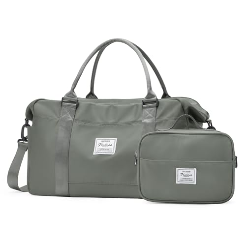 Reise-Wochenendtasche für Damen, Reisetasche mit Computerfach, Tragetasche für Übernachtung, Tragetasche mit Trolleyhülle für Wochenende, Reisen, Geschäftsreisen, Grün , Large von SYCNB